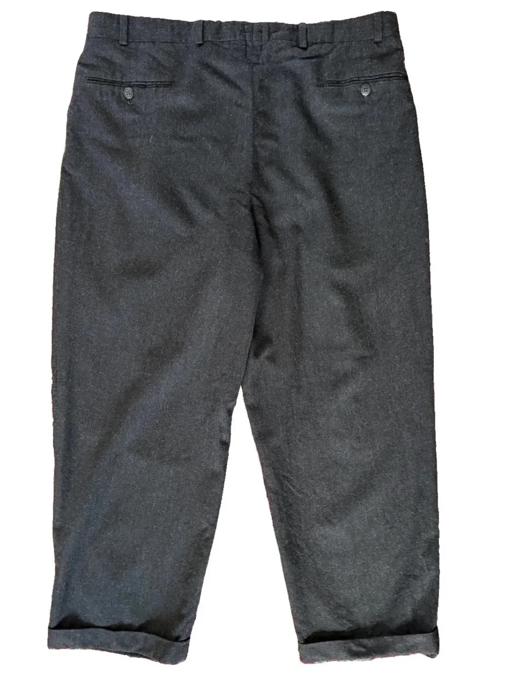 Chaps Ralph Lauren Gray Wool Pleated Trousers Made Canada Mens 36 x 27 VTG
